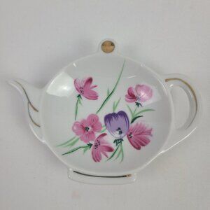 Vintage‎ Lefton China 03317 Hand Painted Teapot Shaped Tea Bag Holder